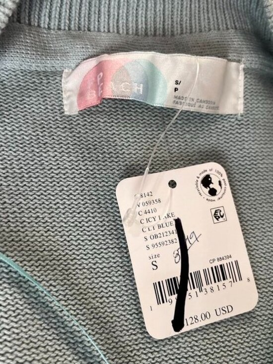 Free People Solar Cozy Tie Front Knit Sweater Top Icy Lake Blue Small - Picture 4 of 14